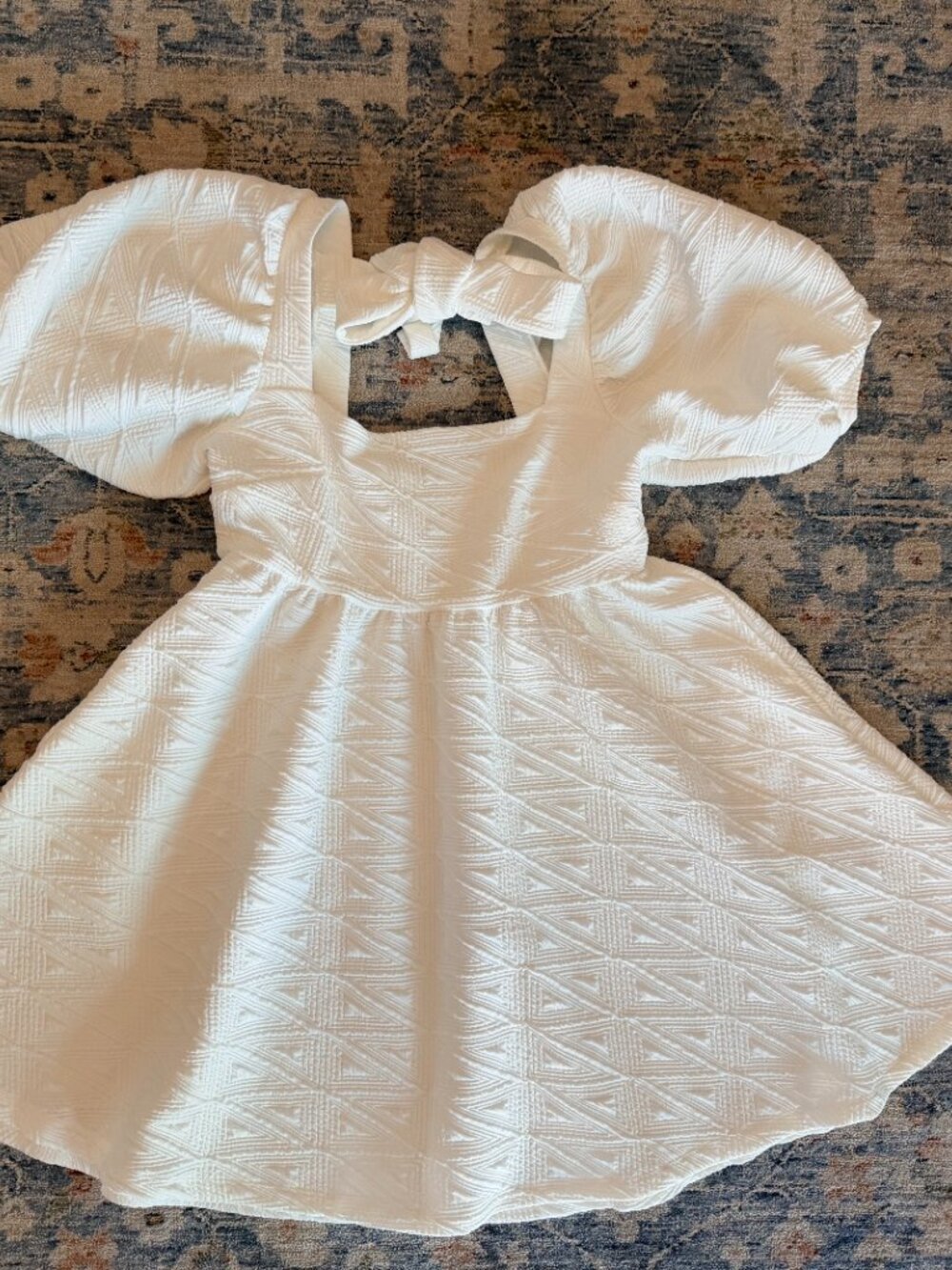 Free People Violet Puff Sleeve Tie Back Mini Dress White S - Picture 2 of 7